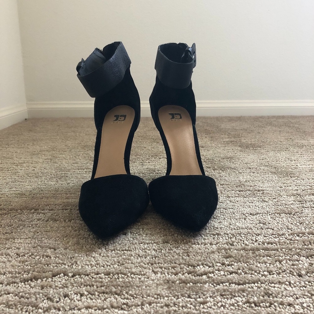 Women's Joe's Black Suede Ankle Strap Pointy Toe